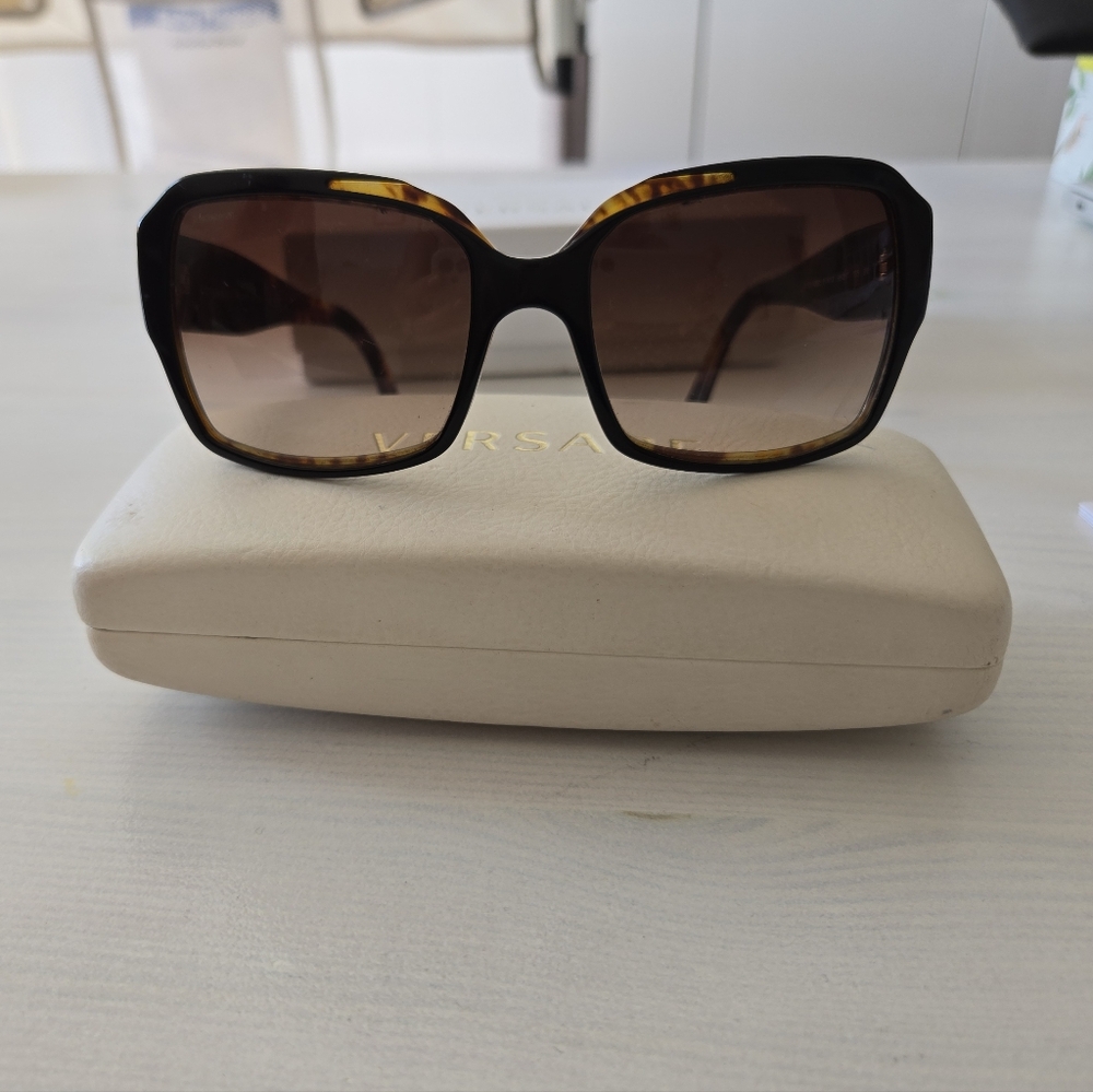 Versace Women's Black and Brown Sunglasses